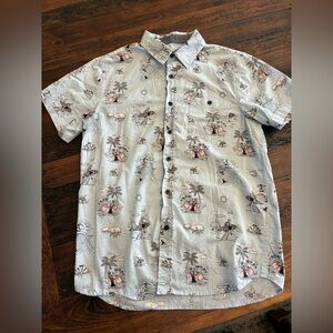 Eighty Eight Light Blue Skeleton Surfer Print Shirt